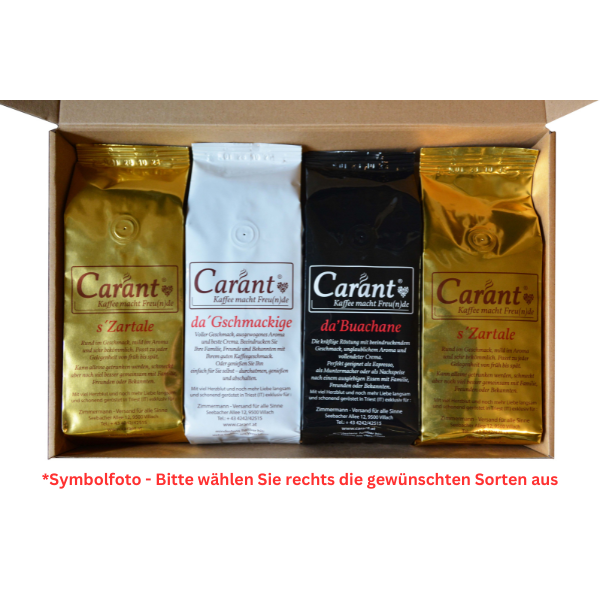 s´Genusspackale Geschenkbox Carant Kaffee, Moka gemahlen 4x 250 g