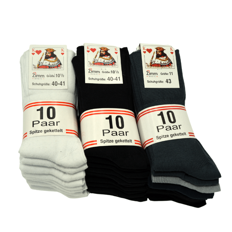 Zimm Basic Herren Socken Uni 1:1 Ripp 10er Pack