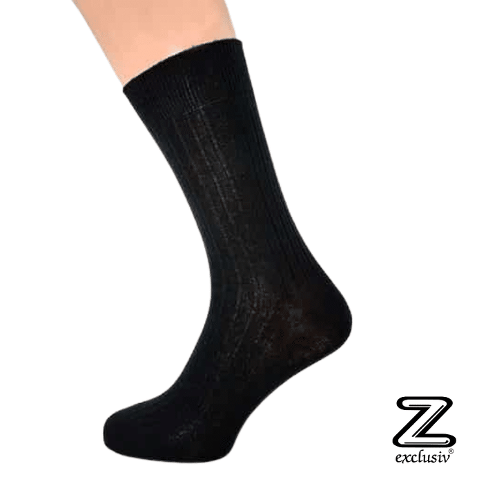 Klassik Baumwoll Socken 4:2 Rippe Schwarz 4er Pack